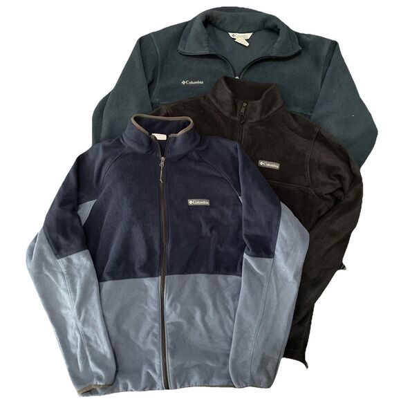 Columbia Other - Lot Of 3 Columbia Pullover Sweaters Men’s Large Fleece Black & Blue, Zip Up